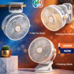 Lithium Portable & Rechargeable Mini Fan With Light Table Fan